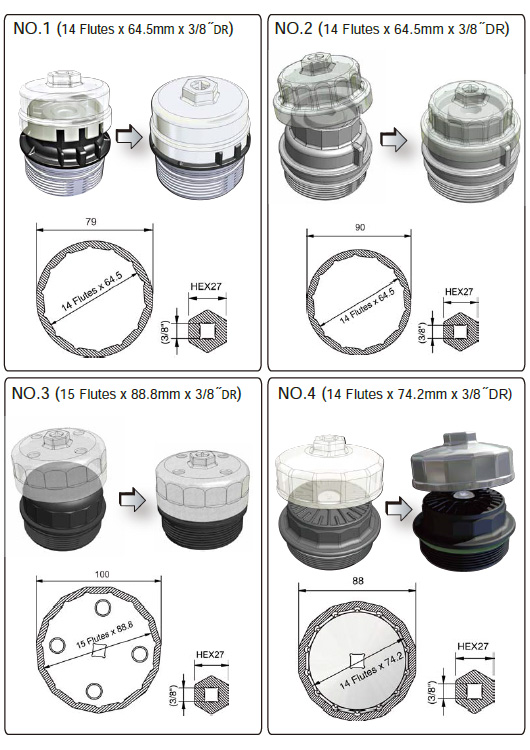  9PCS Cup Type Oil Filter Wrench Set